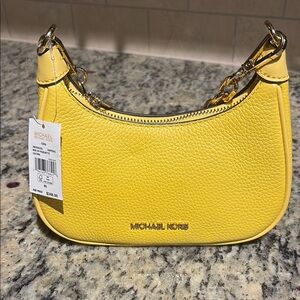 Michael Kors Yellow Pebbled Leather Shoulder Bag